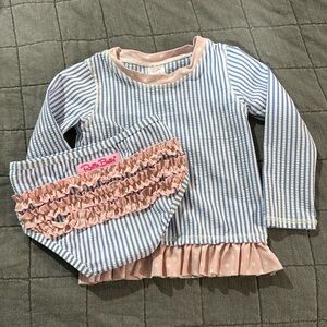 Ruffle Butts Seersucker Rashguard Swim Set